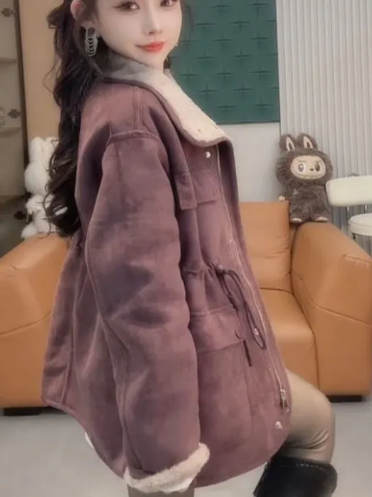 Ele Faionable leer en bont geïntegreerd herfst winter nieuwe Sle middellange bovenkleding voor dames luxe Sle lange sl...