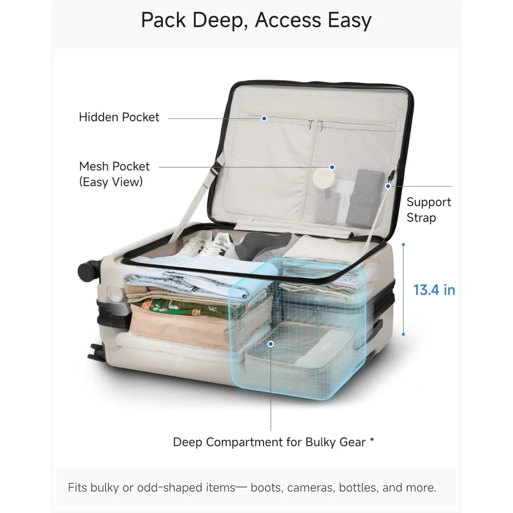 Maleta giratoria de carcasa dura de policarbonato expandible con cerradura TSA, tecnología FX-Core para comodidad en viajes