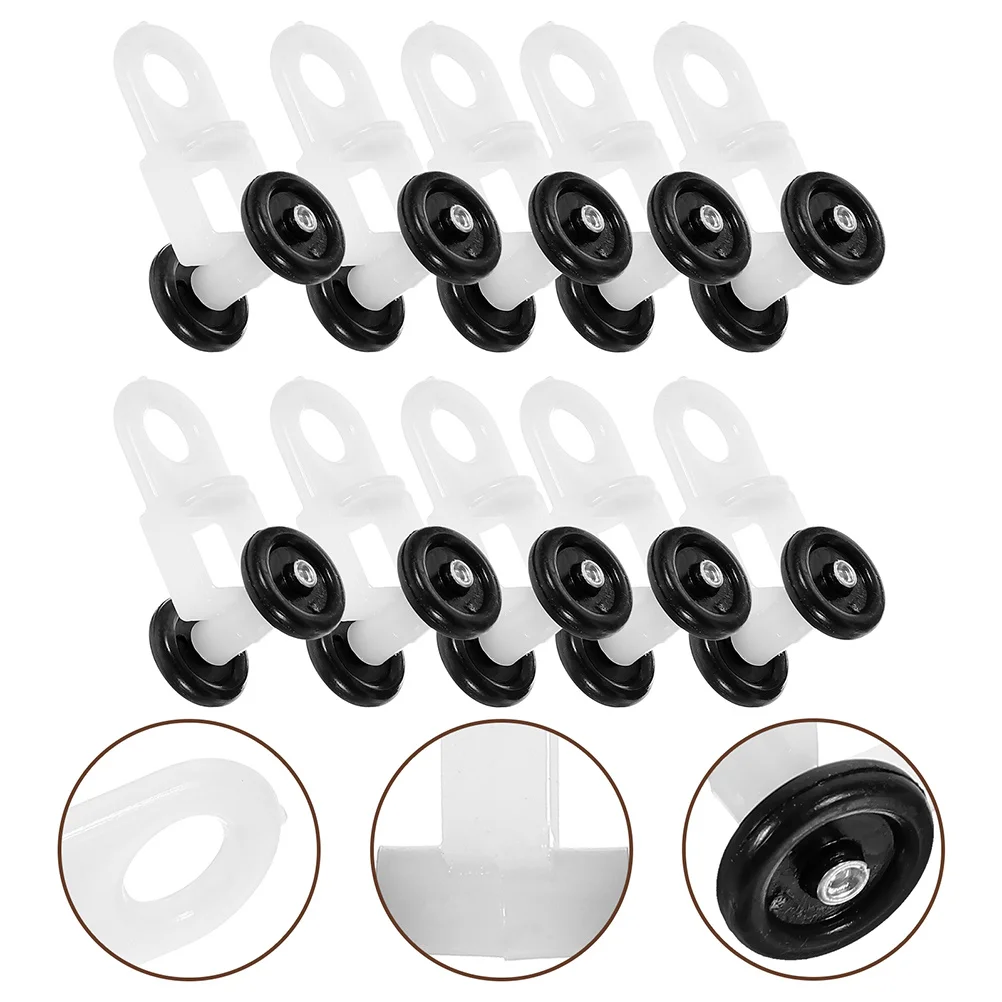 

10pcs Curtain Track Rollers Plastic Two-Wheel Dual Bend Silent Gliders For Smooth Curtain Movement Replacement Parts