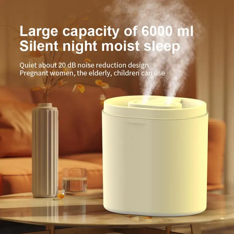 Humidificateurs personnels pour bébé pour pépinière, diffuseur d'aromathérapie silencieux, grande capacité, supporter ficateur d'air, double buse de pulvérisation, 6L