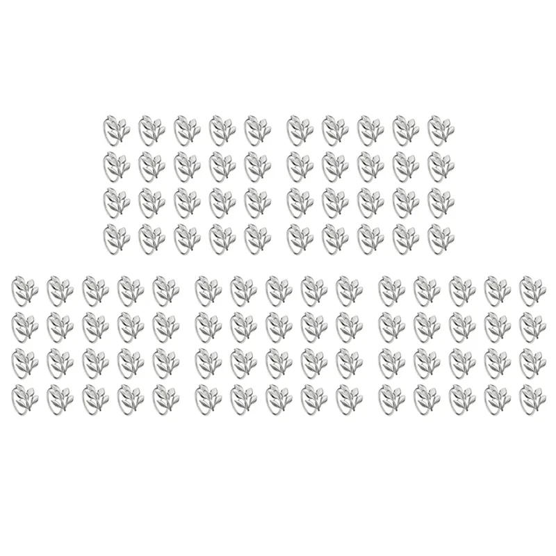 

ABXF-100Pcs Кольца для салфеток с серебряными листьями - Серебряное кольцо для салфеток для столовых салфеток Праздничные кольца для салфеток Осенние кольца для салфеток для вечеринки