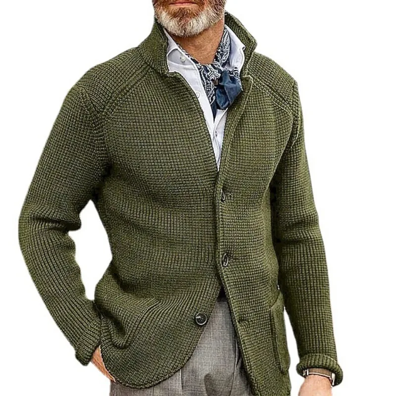 Cardigan à simple boutonnage pour hommes et femmes, manteau pull, haut à manches longues, col montant, coupe couvertes, automne, hiver, 2023