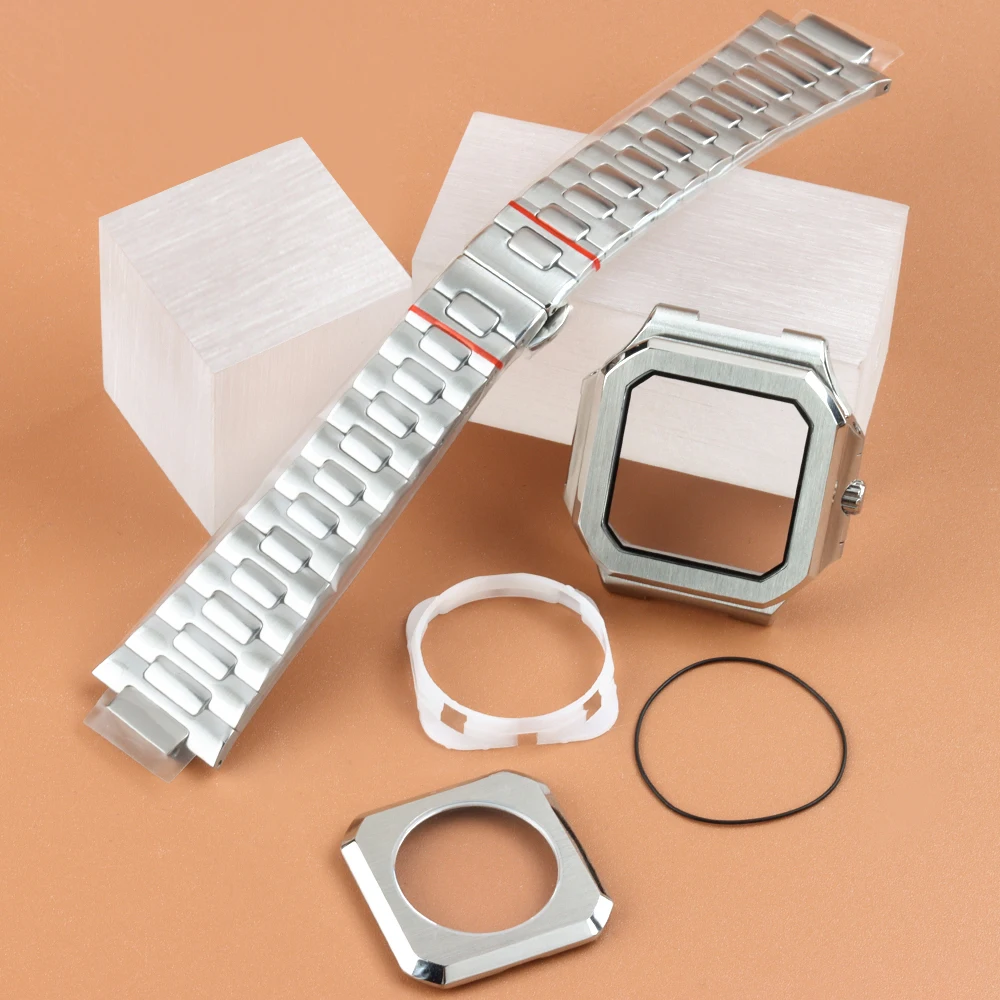 

Silver 38mm Case Fit Cabitus Sapphire Glass Stainless Steel Watch Case Bracelet For NH35 NH36 Movement 29.5mm Dial