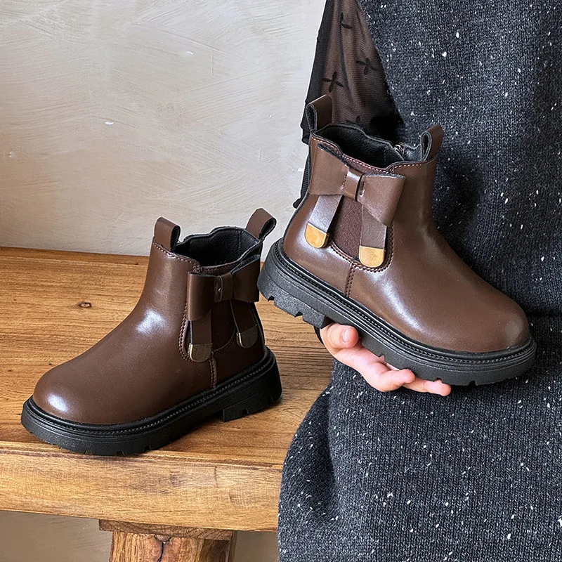 

2025 Children Casual Boots for Girls Autumn Winter New Fashion Korean Style Soft Bottom Anti-slippery Versatile Princess Shoes