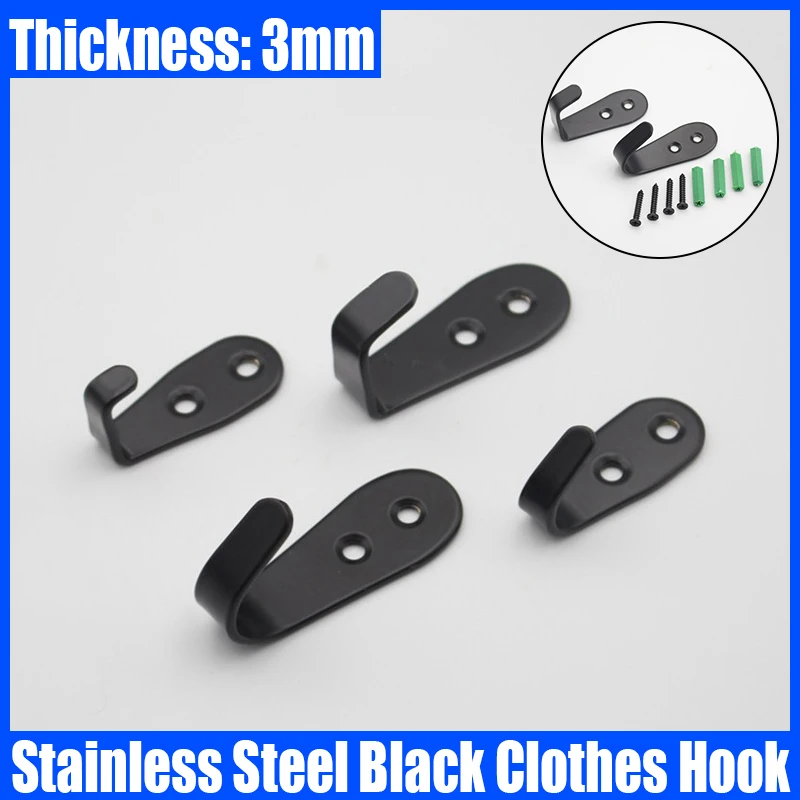 

1PCS Stainless Steel Black Clothes Hook Wall Hooks Bathroom Towel Hooks Robe Hooks Coat Hooks Multifunctional Household Hook