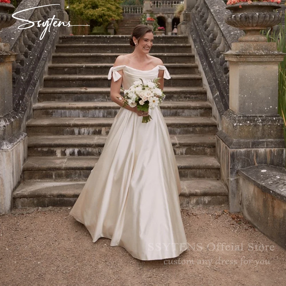 

SSYTENS Elegant Wedding Dresses For Woman Bow Bride Dress Bridal Gowns Off Shoulder Robe De Mariée Personalized Customization