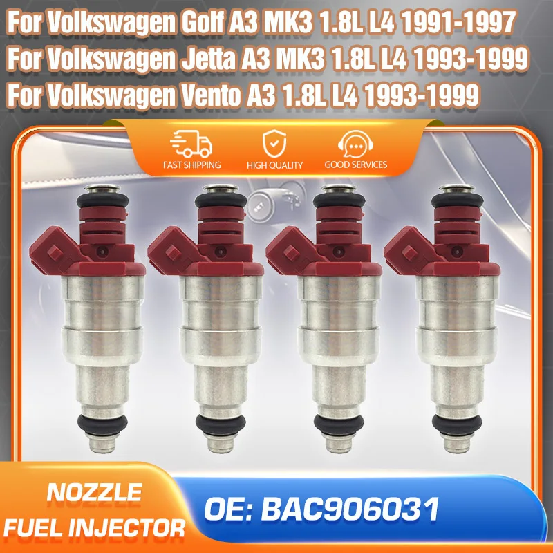 

Fuel Injector Nozzle Kit For Volkswagen Golf A3 1991-1997 Volkswagen Jetta Vento A3 1993-1999 1.8L L4 Car Accessories BAC906031
