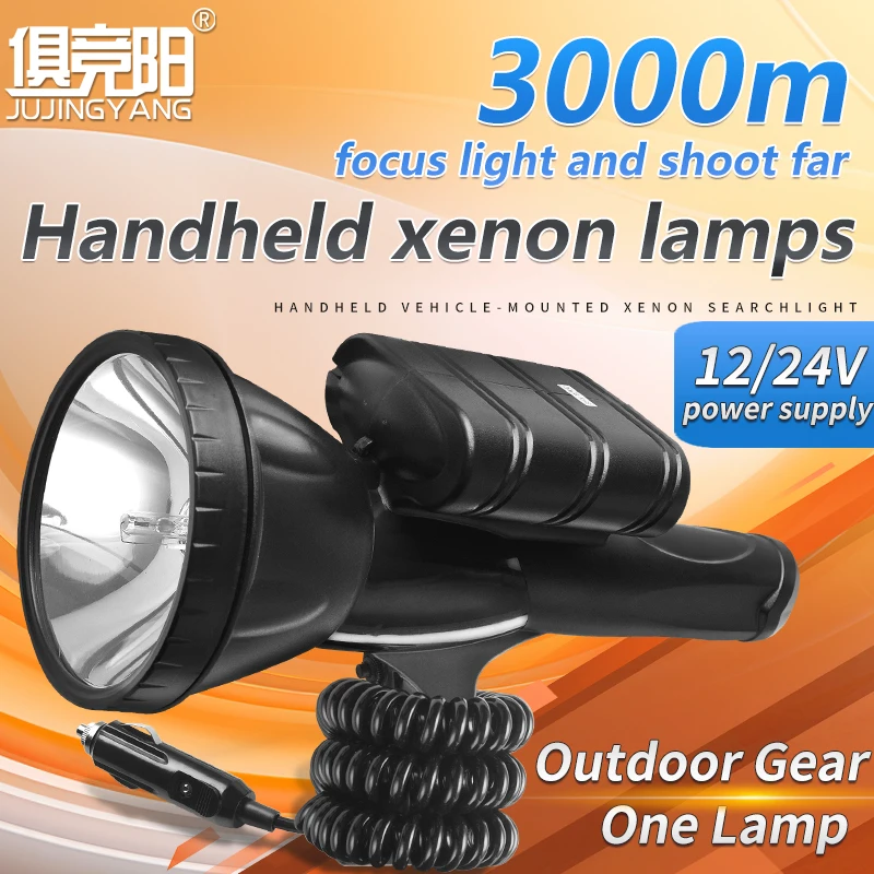 New 2024 popular 12V Waterproof Fishing Lantern powerful handing Spotlight Searchlight Lamp LED Car mounted searching light