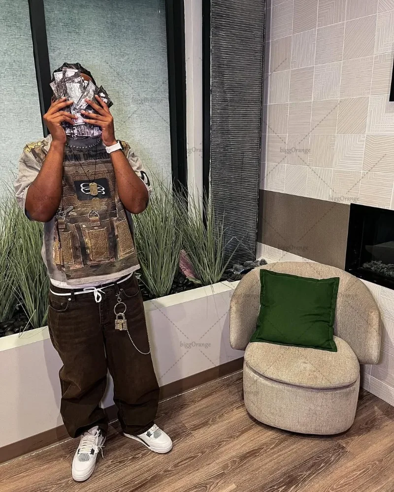 جديد عصري الهيب هوب الشرير الشارع الشهير الجرافيك القمم الرجال Y2K Harajuku ريترو المعتاد تي شيرت ملابس عادية القوطية خمر #2