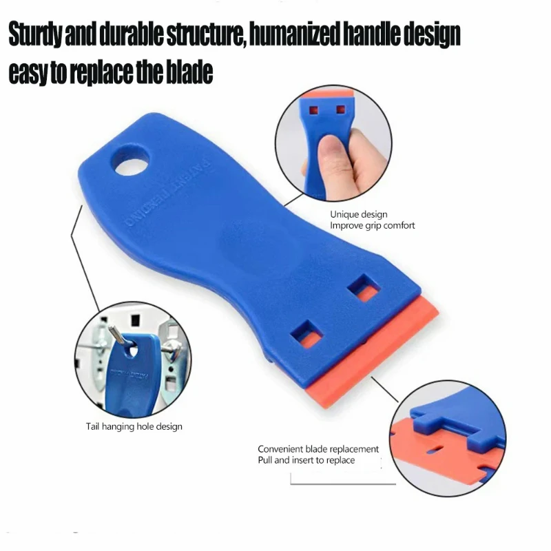 Two Cutting Plastic Razor Blade Scraper Non-Scratch Scraper Tool Kits for Cleaning Labels Glue Car Window Sticky Remover