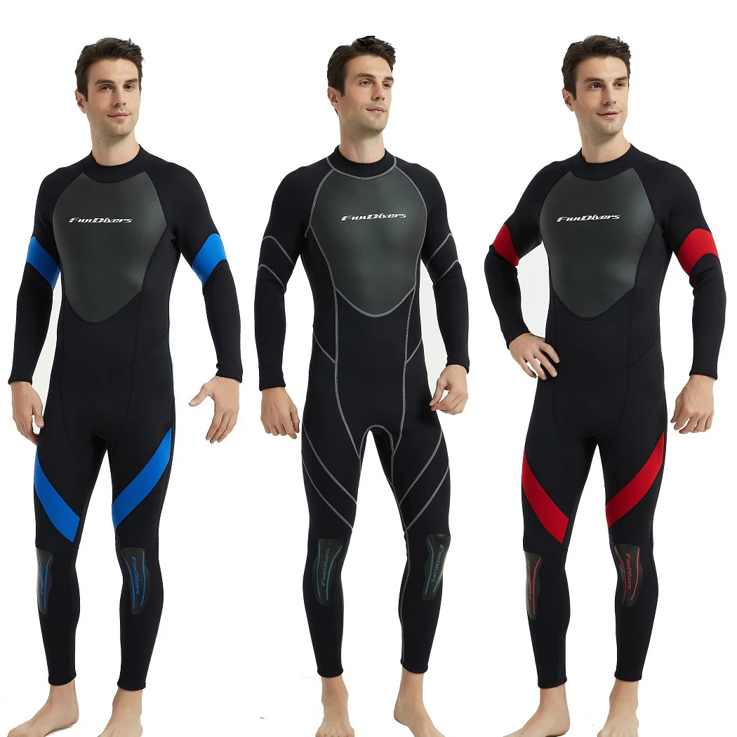 Mens Womens 3mm Neoprene Long Wetsuit, One-piece Diving Suit Back Zip Wetsuit for Scuba Diving Snorkeling Surfing Swimming