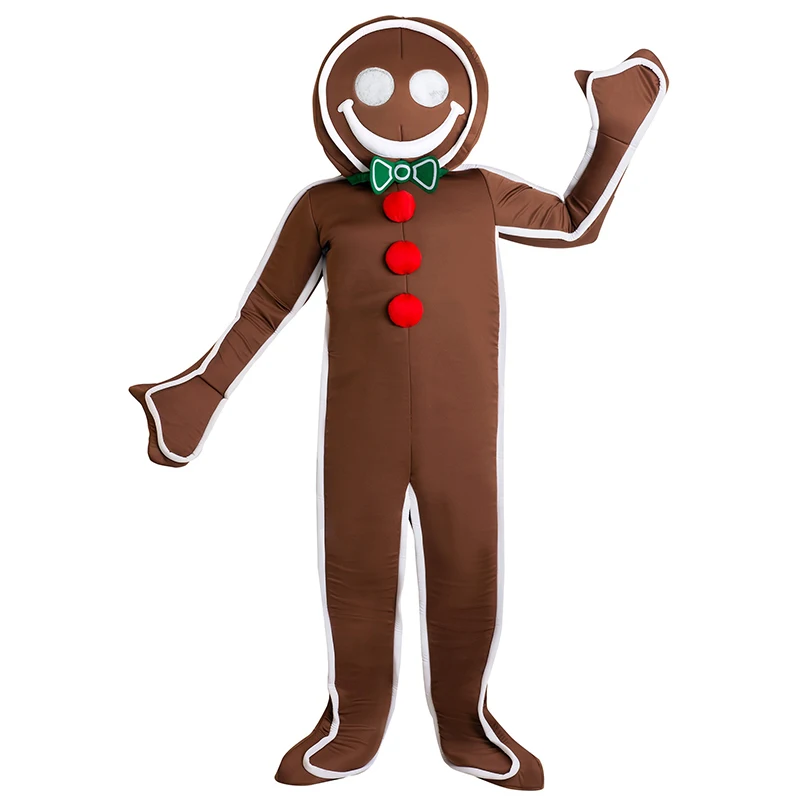 Costume de bonhomme en pain d'épice glacé pour homme adulte, mascotte de pain d'épice, cosplay de Noël, nouveau, 2024