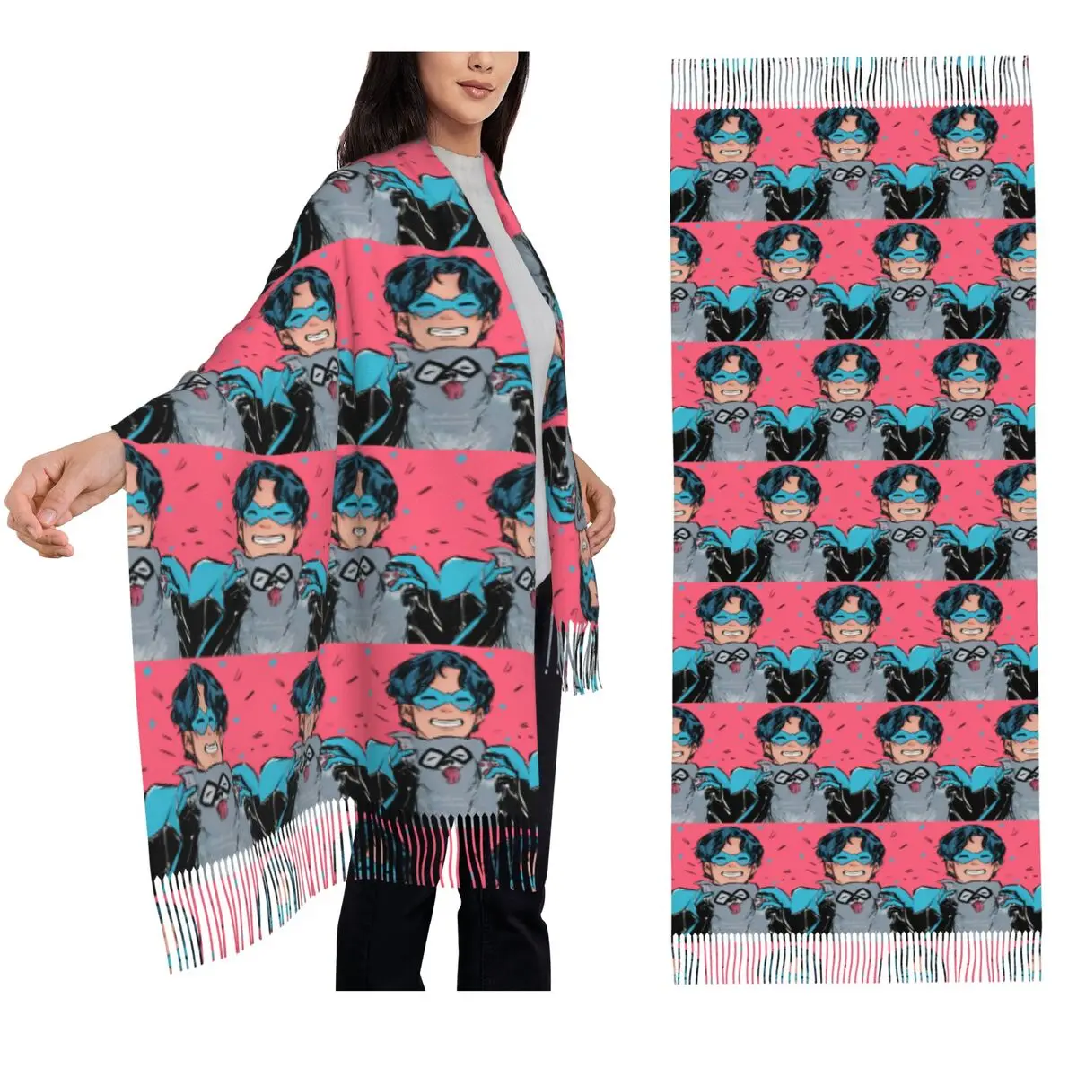 

Nightwing And Bitewing Ico Scarf Tassel Scarves Women Soft Warm Shawls and Wraps Large Fall Winter Shawl Wrap