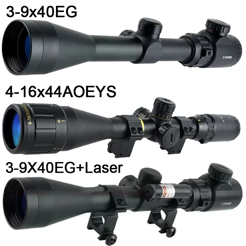 3-9X40EG 4-16X44AOEYS Optics Illuminated Red/Green Reflex Cross Reticle Tactical Hunting Sight Riflescope Sniper Gear Scope