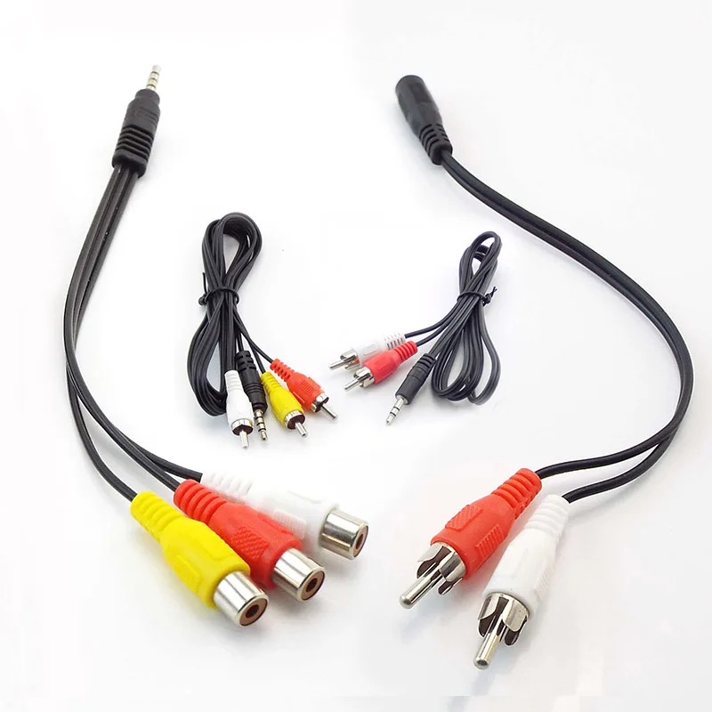 AV Cable Wire Cord 3pole 4 pole 3.5mm male female Jack Plug To 2RCA 3 RCA male female Adapter 3RCA Audio video B4