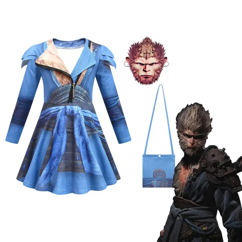 

2024, новая игра, черный миф, Wukong, детские костюмы, одежда для косплея Короля обезьян, пальто для маленьких девочек, забавный наряд на Хэллоуин, карнавал и вечеринку