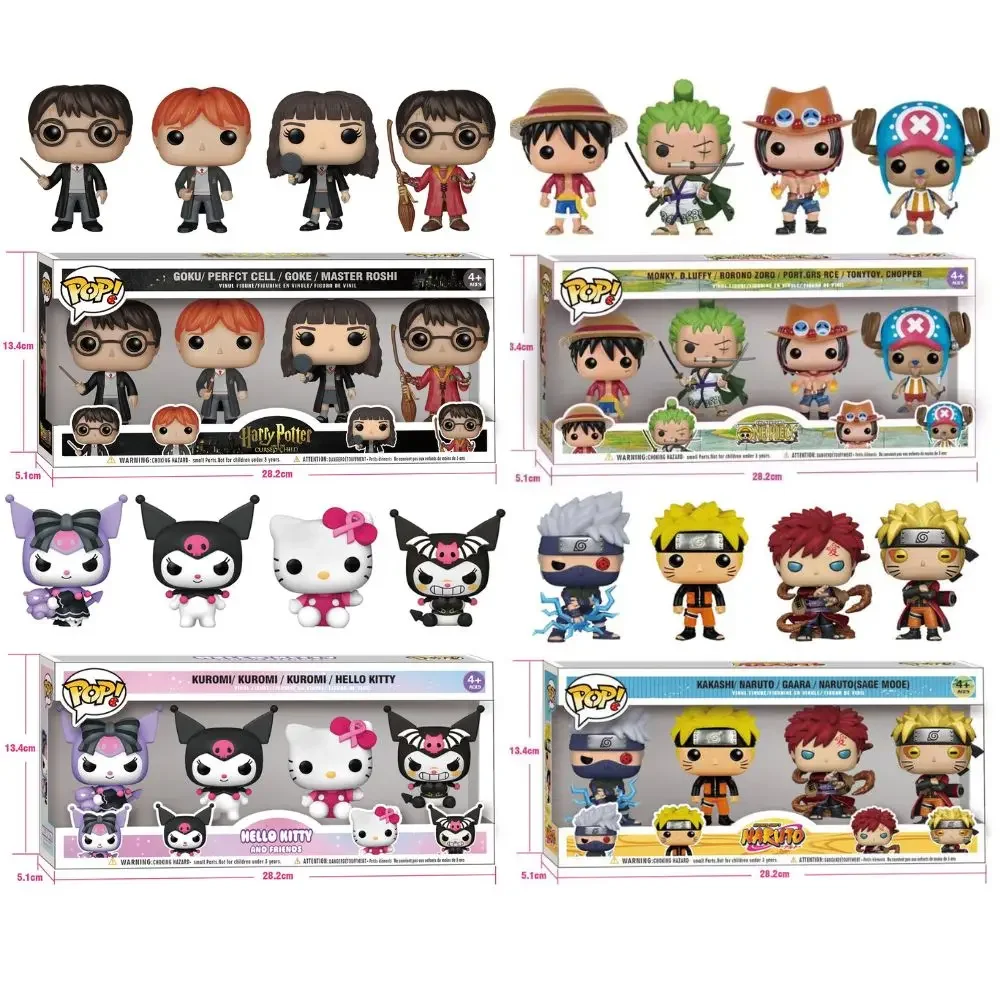 4pc/set Sanrio Funko POP Harry Potter NARUTO Pop Figure Anime Figures Kuromi Cinnamoroll Kitty Model Dolls Kid Toy Birthday gift