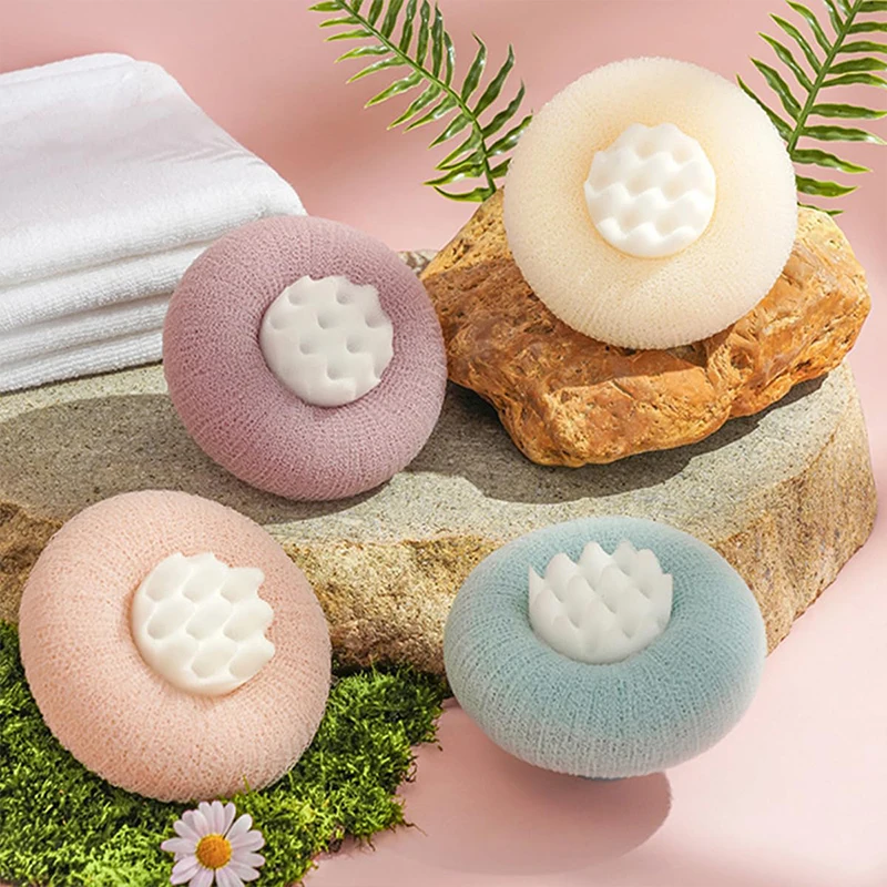 Sunny Flower Suction Cup Bath Machine Massage Bath Rub Mud Non-loose Bath Flower Bath Towel Practical Washable Solid Color