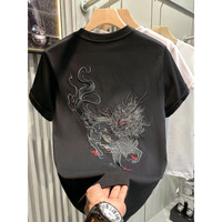 2024 Summer New Men's Crew Neck Kirin Embroidery Casual Chinese Style Fashionable Loose Comfortable Short Sleeve T-shirt Tops