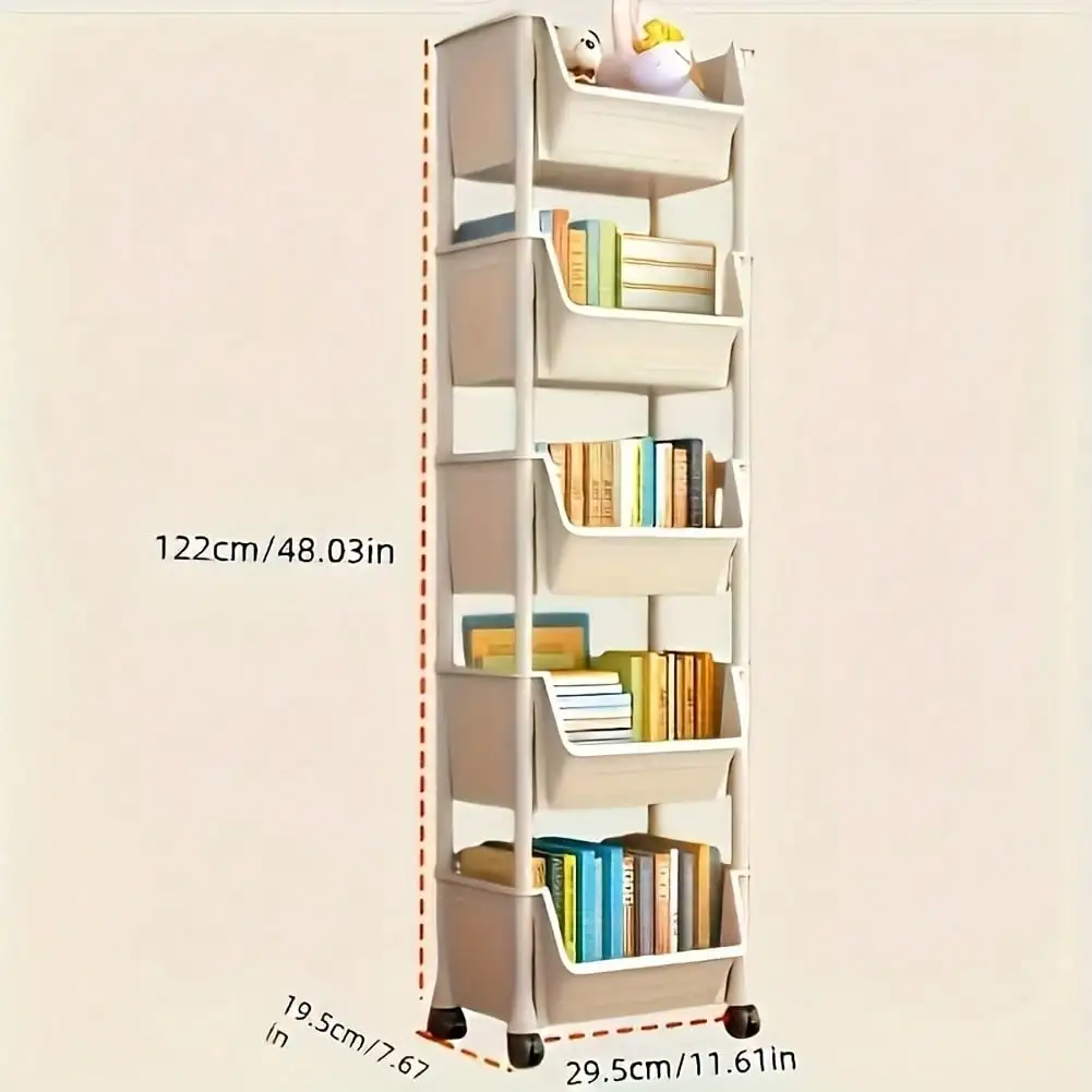 5-Layer Rolling Storage Cart With Wheels,150 Lbs Capacity,Easy To Assemble Mobile Organizer,Slim Rolling Storage Cart