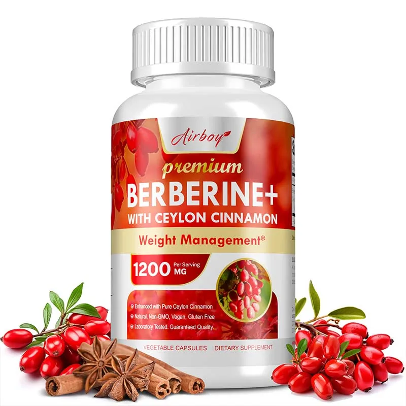 

Berberine with Ceylon Cinnamon Capsules - Balances Blood Sugar, Promotes Glucose Metabolism, and Supports Cardiovascular Health