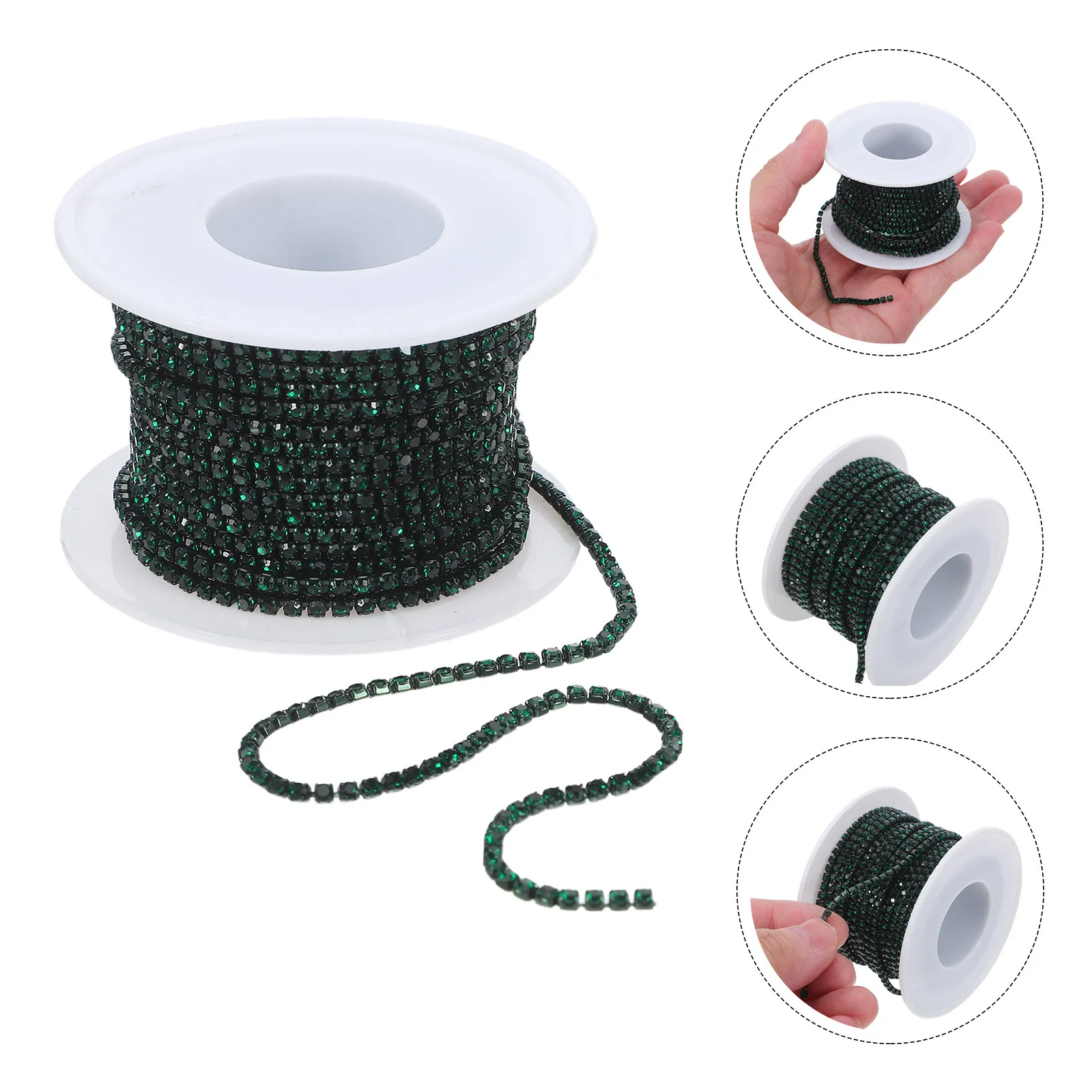

1 Roll 10 Yards Rhinestone Chain Diy Sparkling Jewelry Making Chain 2mm Single Strand Rhinestone Beaded Roll For Sewing Craft