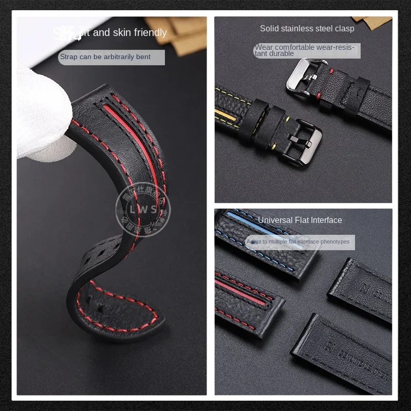 Spliced Leather Strap 22mm for Casio EQB900 EDIFICE EQB-501 500 EFR303 Watch Strap Bracelet EQB-800BL ECB-900 Men's Watchband view 4