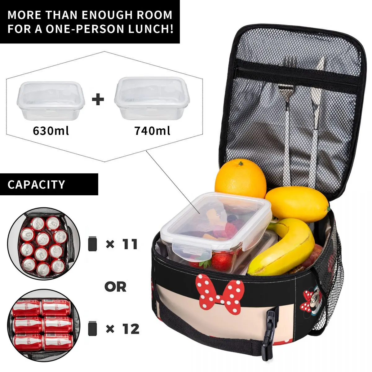 Minnie Mouse Gifts for Girl Kids Lunch Bag Accessories Storage Food Box INS Trendy Cooler Thermal Lunch Box For School