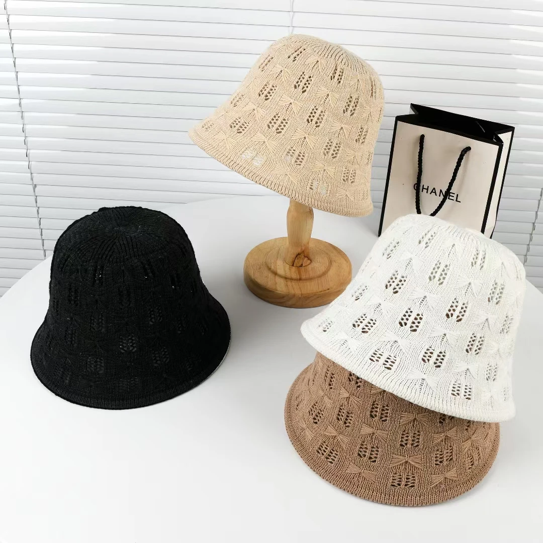 Summer Solid Bucket Hat For Women Hollow Breathable Foldable Sunshade Outdoor Beach Hats Girl Best Matched Fisherman Cap Gift