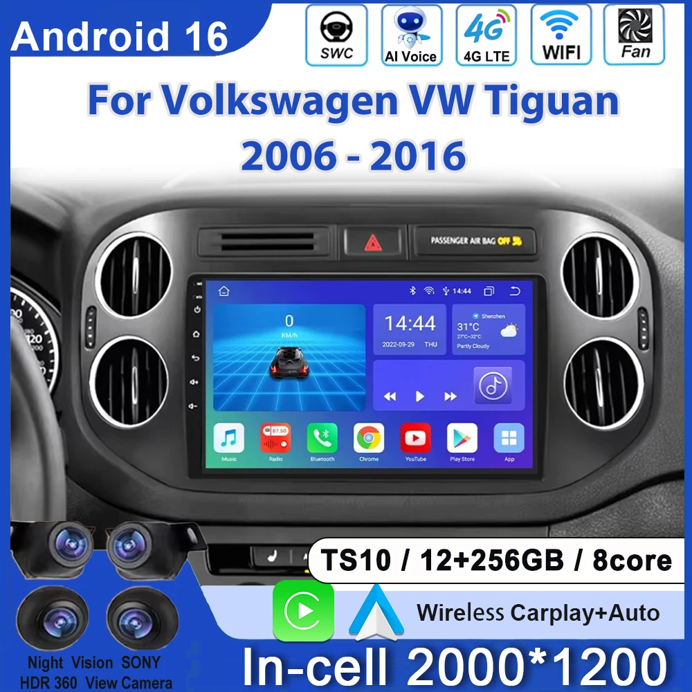 

Android Auto Radio For Volkswagen VW Tiguan 2006 2010 2016 Golf Plus Wireless Carplay Video Car Multimedia GPS Navigation 2din