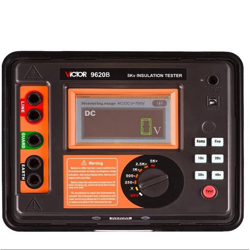 RUOSHUI 9620C 15KV Digital High Voltage Insulation Resistance Tester AC DC 0V - 1000V 10nF- 50uF 0.01nA-8mA USB 