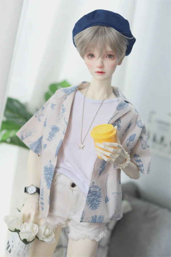 BJD Doll Clothes Small Suit Collar Short Sleeved Floral Shirt Top For 1/3 1/4 BJD SD DD MSD MDD SD13 SD17 POPO68 Uncle SSDF ID75