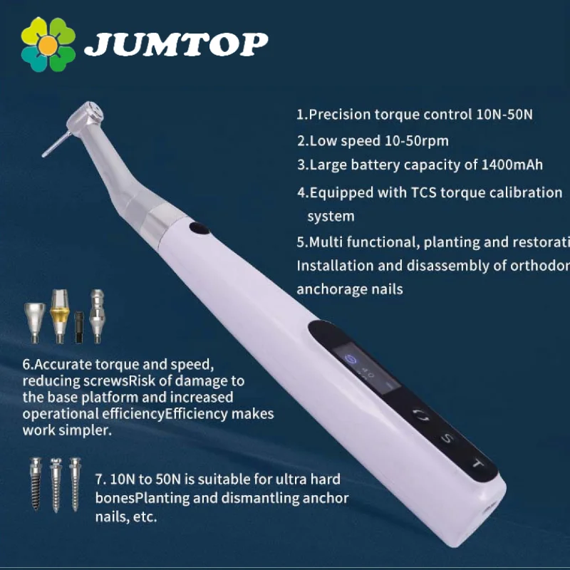 

JUMTOP стоматологический электрический ключ для имплантатов, динамометрический ключ для зубного имплантата, до 50 Н см, 50 об/мин