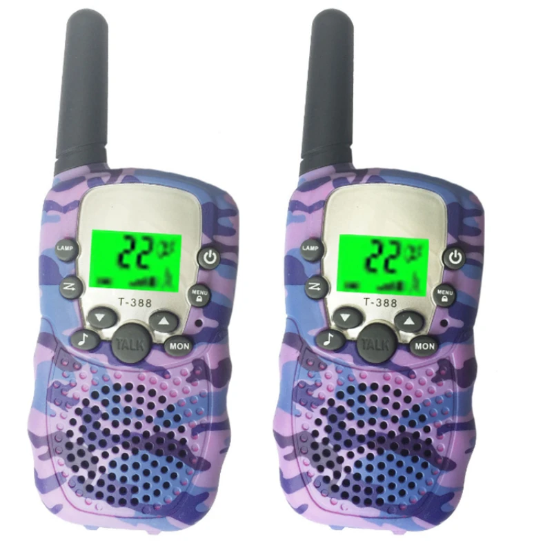 Hot Selling Outdoor Long distance camouflage Two Way Radio With Backlit LCD Flashlight Toys Walkie Talkie for Kids