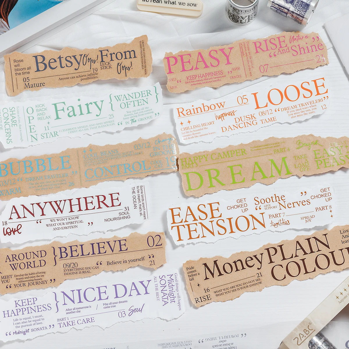 6 لفات/صندوق شريط لاصق من سلسلة إنجليزية كلاسيكية إبداعية، مناسب لتزيين أجهزة الكمبيوتر المحمول وصندوق الهدايا، عصري وجميل