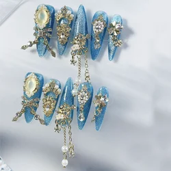 10Pcs High Quality Handmade Press on Nails Art Luxury Style Noble Temperament Nail Art Tassel Pendant
