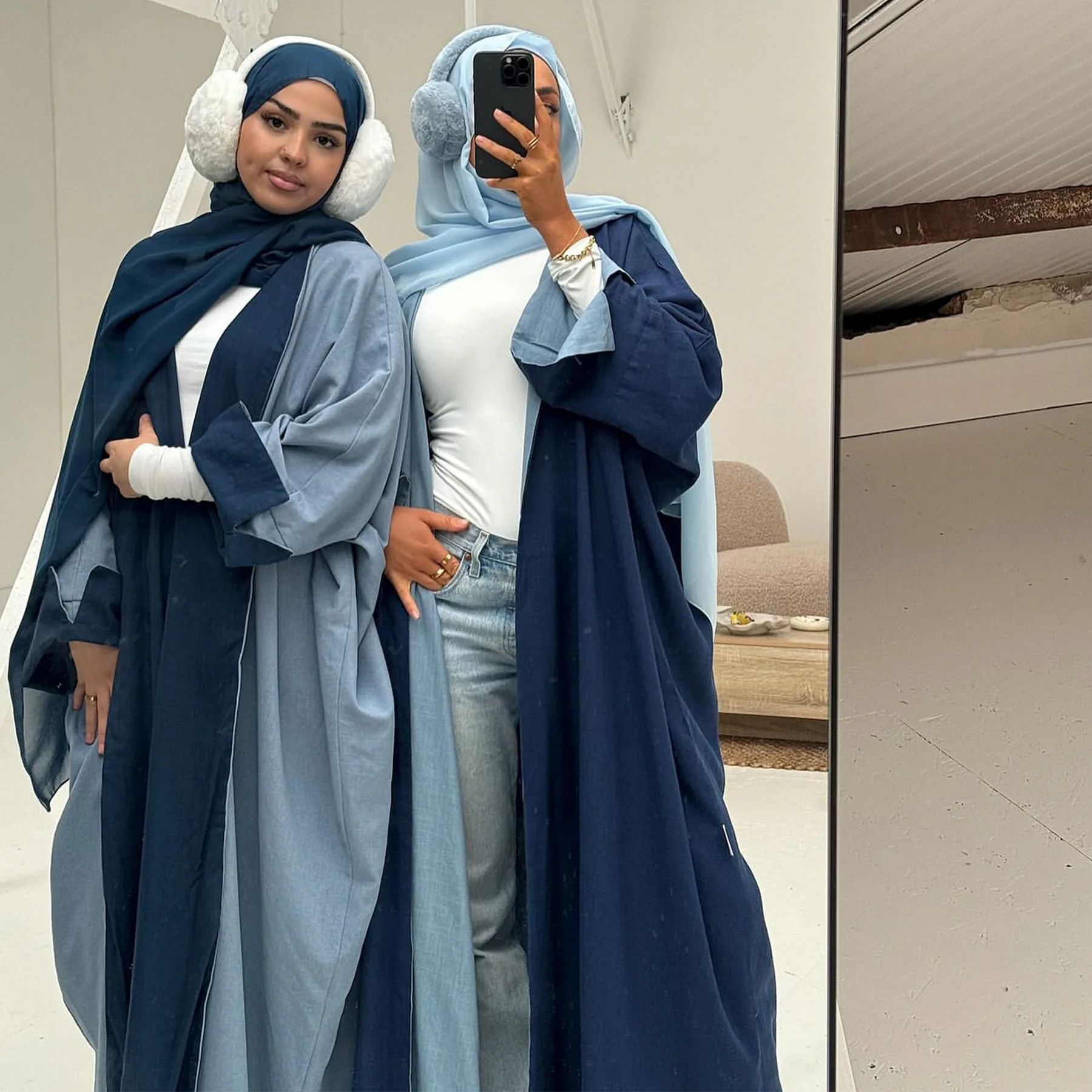 2024 Cardigan modesto musulmano reversibile per le donne Ramadan Arabia saudita Dubai Abaya Dress Islam Party Jalabiya elegante abito di tacchino