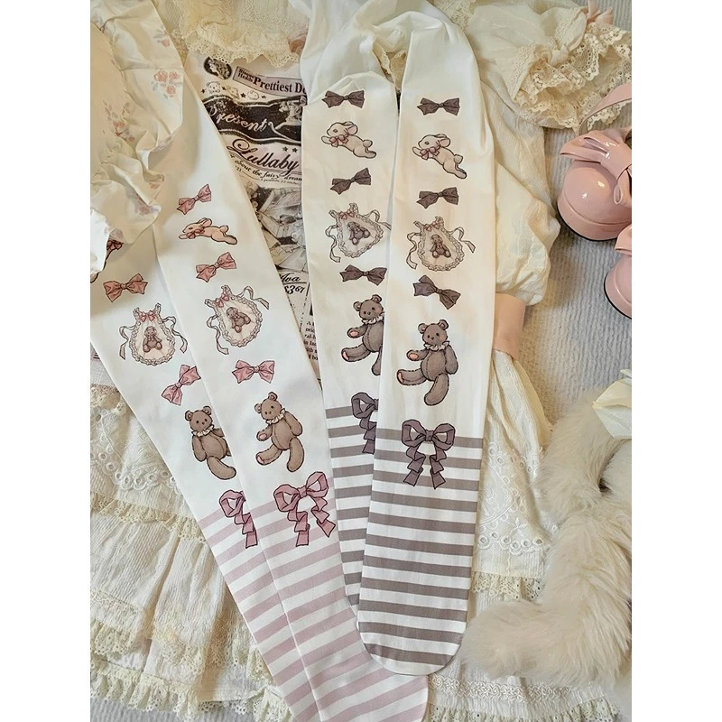 

Lolita Socks Children Summer and Autumn Beauty Socks Velvet Printed Pantyhose Lolita Japanese Sweet