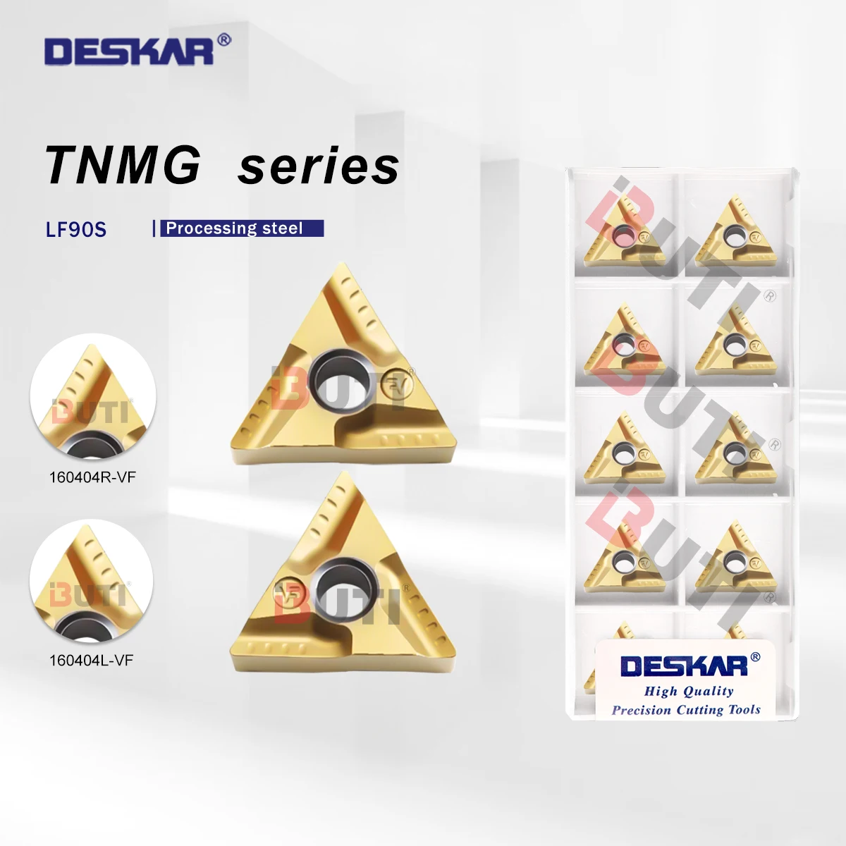 

DESKAR 100% Original CNC Lathe Tool Metal Ceramic Hard Alloy Blade Lathe Tool TNMG160404R/L-VF LF90S Machining Steel Parts Tools
