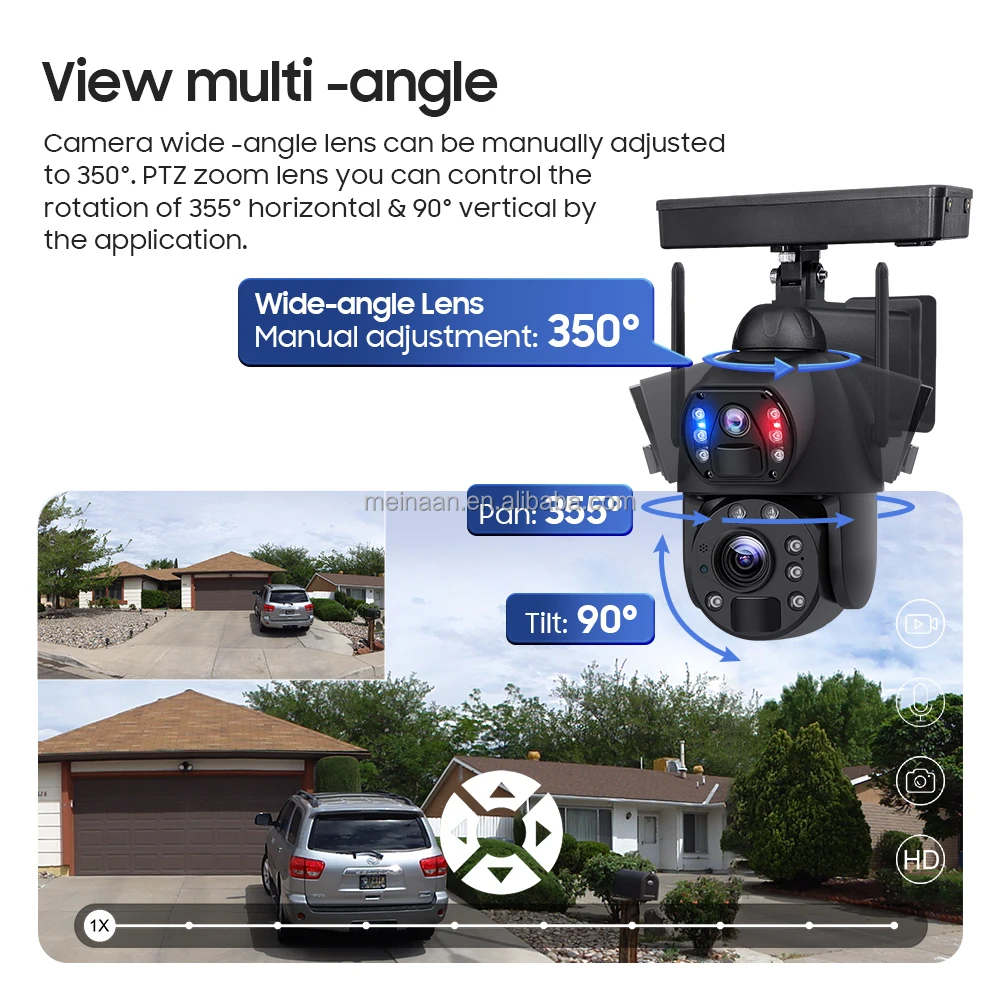 Ubox 7/24 تسجيل 20X التكبير 4G اللاسلكية مراقبة بالطاقة الشمسية CCTV كاميرا متحركة عدسة مزدوجة الأمن في الهواء الطلق 4G بطاقة Sim كاميرا تعمل بالطاقة الشمسية #3