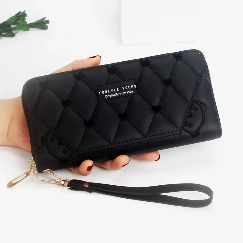 New Long Wallet Pu Leather Card Holder Large Capacity Hasp Zipper Coin Purse Multi Card Organizer Cell Phone Wristlet Women