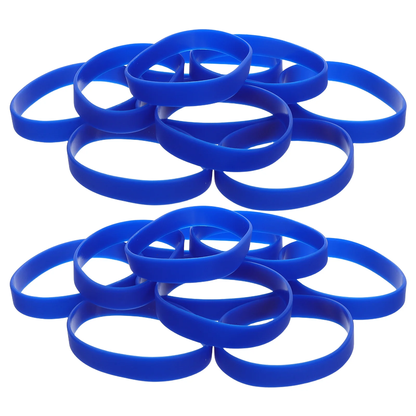 

50Pcs Blue Silicone Wristbands Blank Stretch Solid Color Bracelets Party Favor School Employee Event Wristbands
