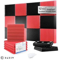 12Pack Acoustic Sound Insulation Protective Foam Panel Noise Absorbing Isolation Sponge Board For Studio Recording Soundproof