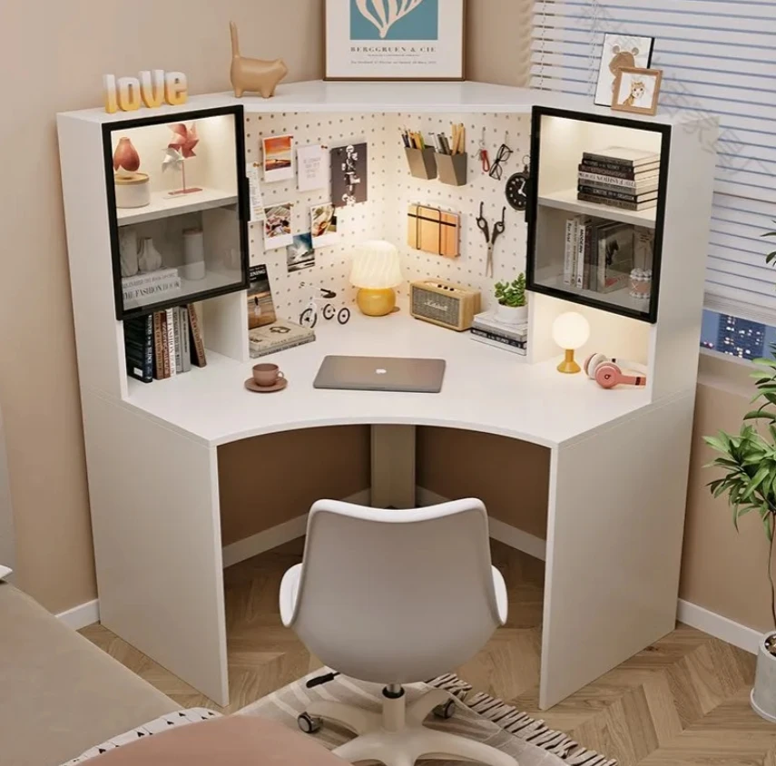 

*New Corner Computer Desk Bookshelf Combination All-in-one Desktop Student Writing Bookshelf Home Bedroom Study Desk