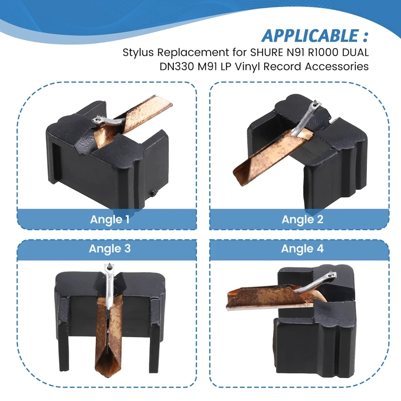 Substituição de caneta para SHURE N91 R1000 DUAL DN330 M91 LP Acessórios para discos de vinil