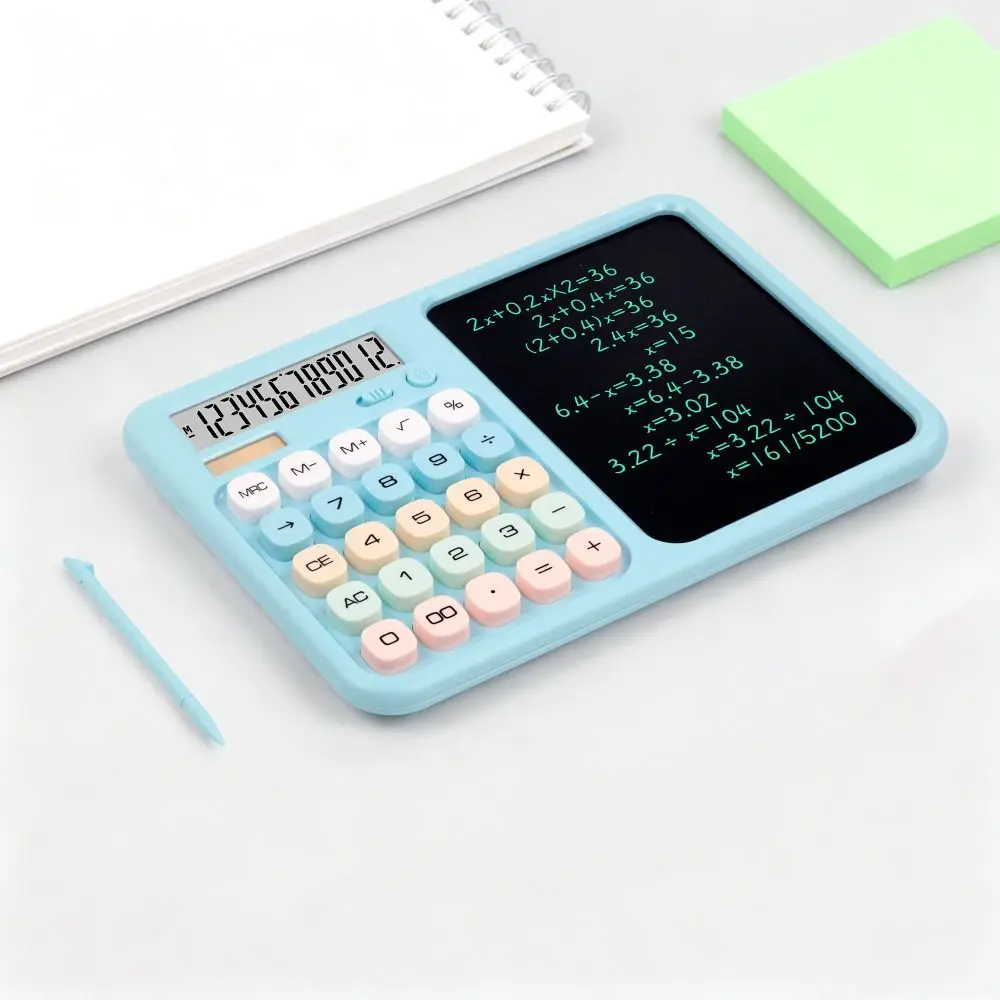 12 Digit Display Writing Tablet Calculator Large Button Design Dual Powered Accounting Calculator Anti-slip Smooth Writing