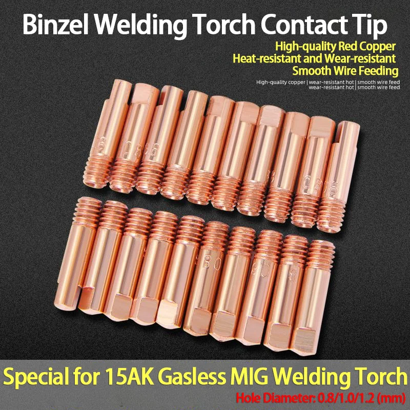 

15AK European-Style Conductive Nozzles with Superior Wire Feeding - 0.8mm/1.0mm/1.2mm for MIG Welding Machines