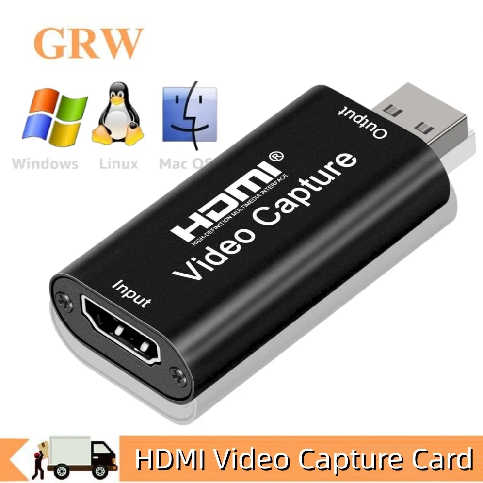 USB 2.0 Video Capture Card HDMI-compatible to USB Game Grabber Record for Switch Xbox PS3/4 Game Camera Recording Live Broadcast