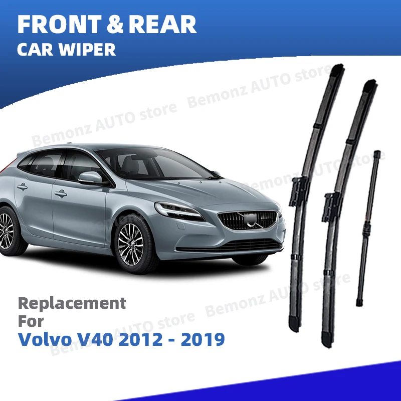 

LHD Front Rear Windshield Wiper Blades For Volvo V40 2012 - 2019 T3 Momentum Cross Country 3pc Windscreen Window Accessories