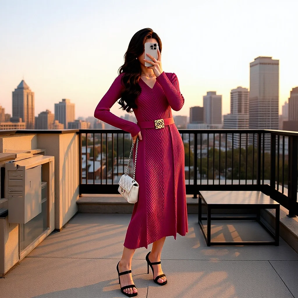 

Miyake Pleated 2025 Autumn and Winter New Solid Color Fish Scale Pleated Dress Waist Closing Pleated Premium Feeling Dresses